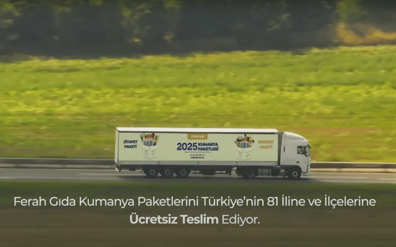 "Ferah Gıda, 2025 Kumanya Paketleri ile Türkiye'nin 81 iline ücretsiz teslimat hizmeti sunuyor. Güvenilir ve hızlı gıda dağıtımı."